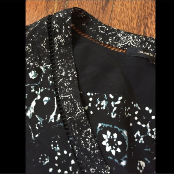 Nanette Lepore 100% Silk Print Paneled Tunic Top - Picture 3 of 8